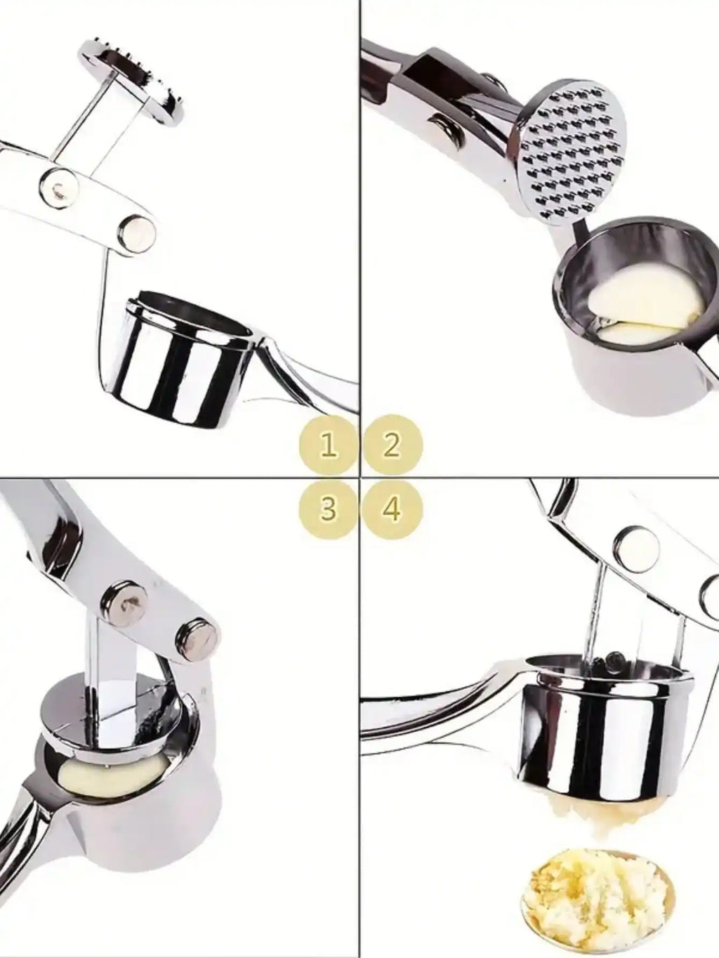 1PC Stainless Steel Garlic Press – Easy to Use & Washable-3