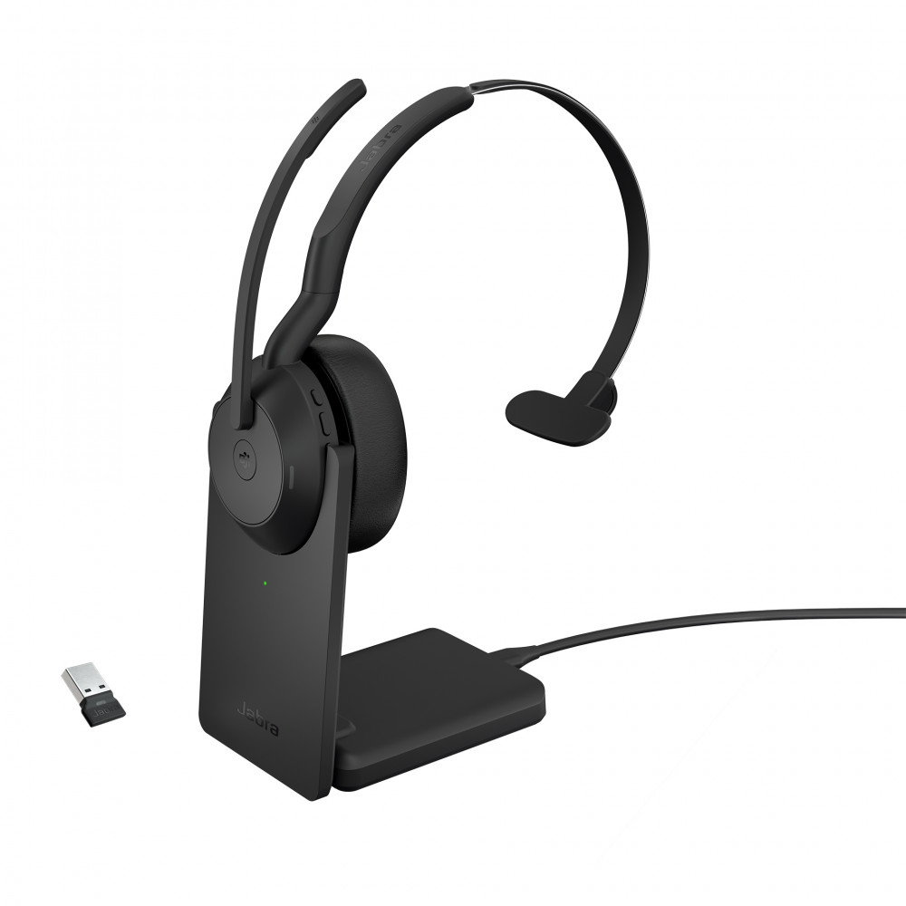 Jabra Evolve2 55 Căști Prin cablu & Wireless Bandă de fixare pe cap Birou/Call center Bluetooth Stand de încărcare Negru (25599-899-989)-0