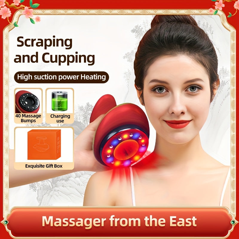 Electric Vacuum Cupping Massage Device with Heating(Red)-3