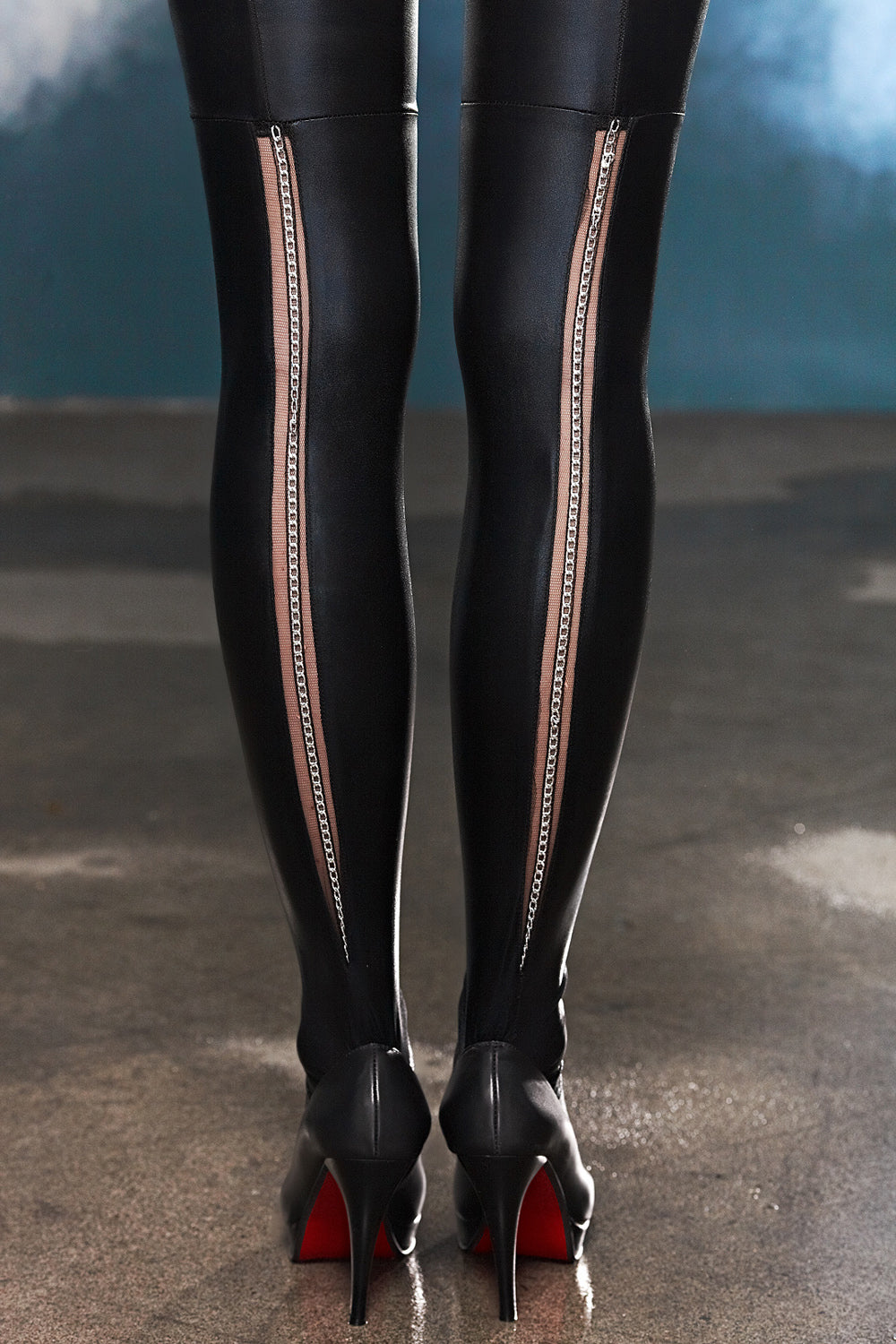 schwarze Straps-Strümpfe A0190 L/XL von 7-Heaven-1