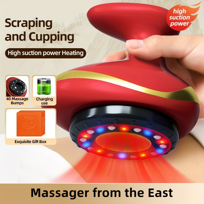 Electric Vacuum Cupping Massage Device with Heating(Red)-2