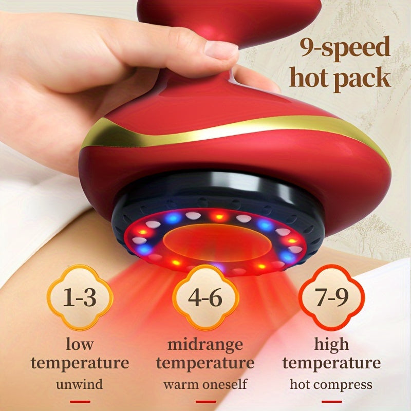 Electric Vacuum Cupping Massage Device with Heating(Red)-1