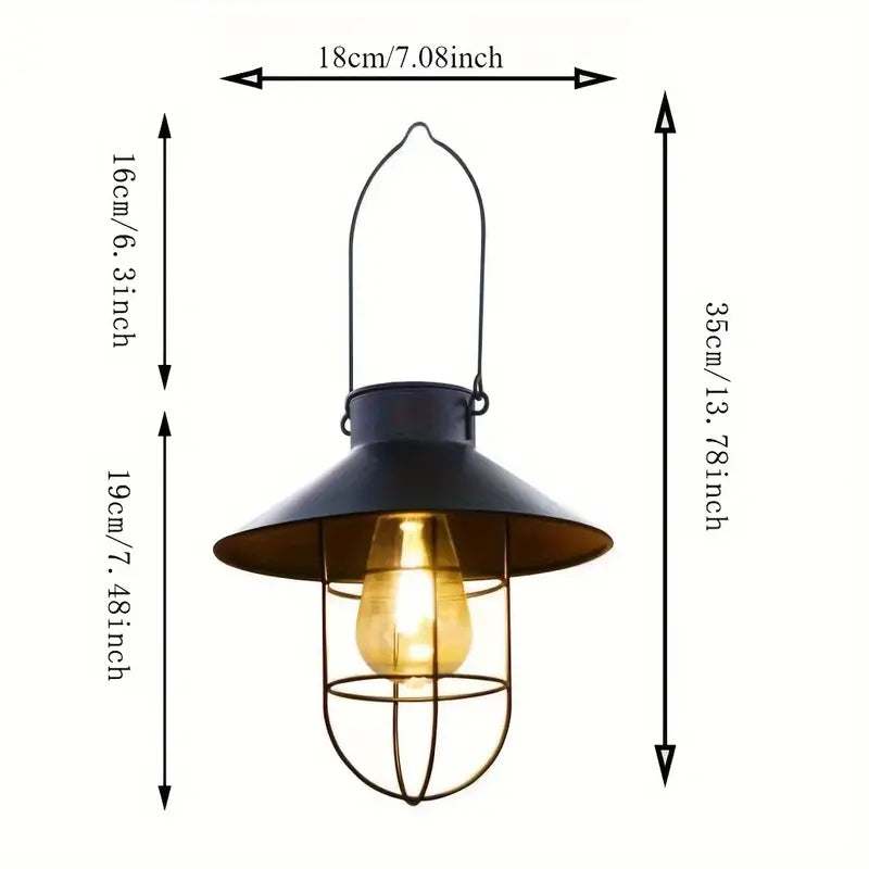Black Vintage Solar-Powered Art Courtyard Chandelier - Outdoor Garden Decor-2