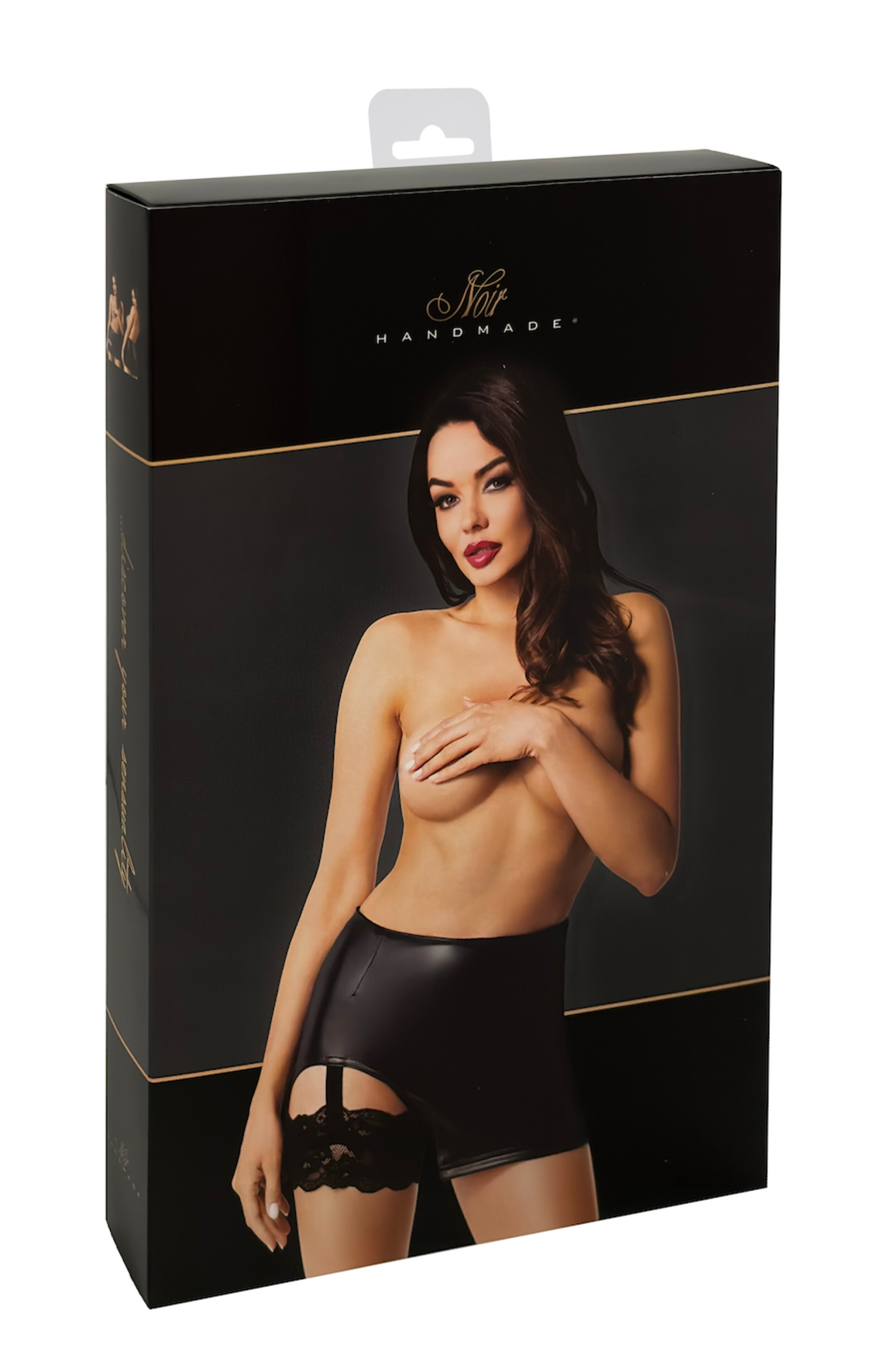 F345 Wetlook Minirock mit Strumpfband - 3XL-6