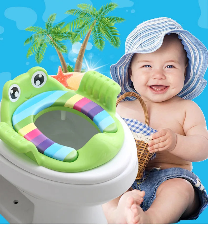 Removable Baby Toilet Training Seat Potties Seat With Armrest Girls Boy Toilet Training Potty Safety Cushion Infant Care- Green-2