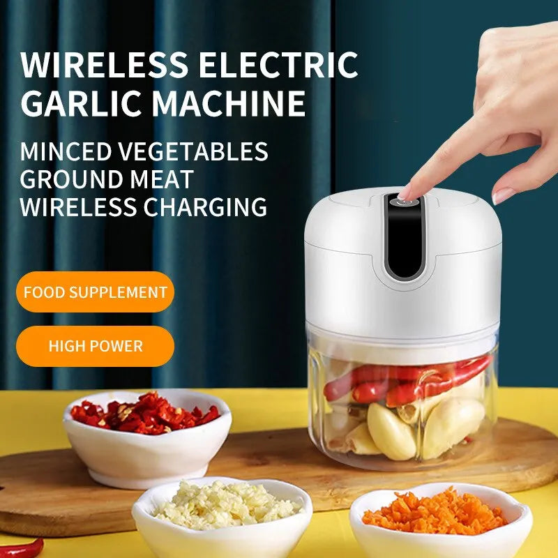 Electric Garlic Masher USB Rechargeable Mini Food Chopper White-1