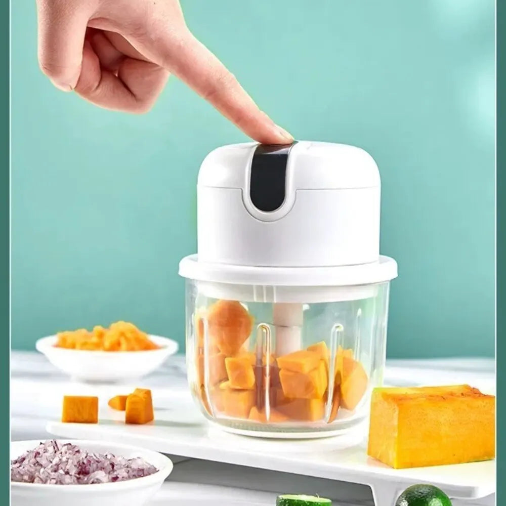 Electric Garlic Masher USB Rechargeable Mini Food Chopper White-2