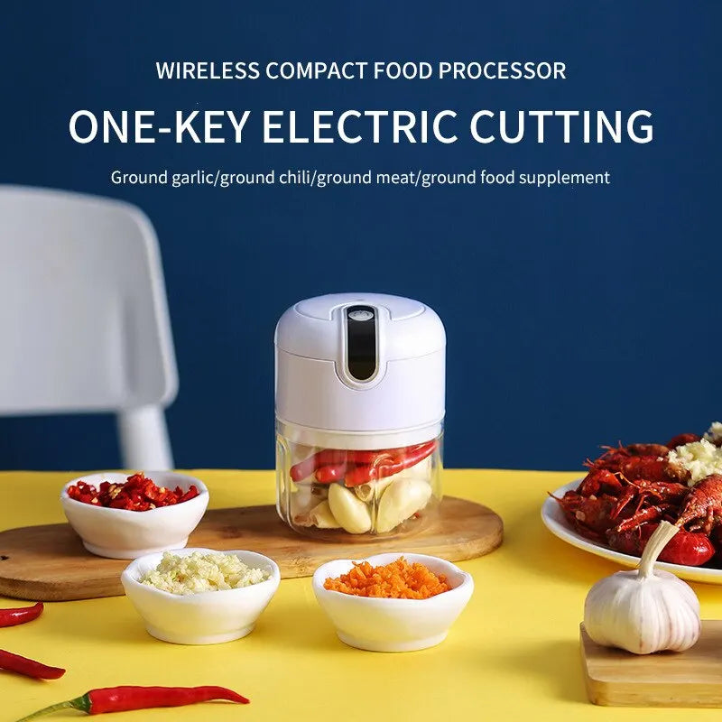Electric Garlic Masher USB Rechargeable Mini Food Chopper White-4
