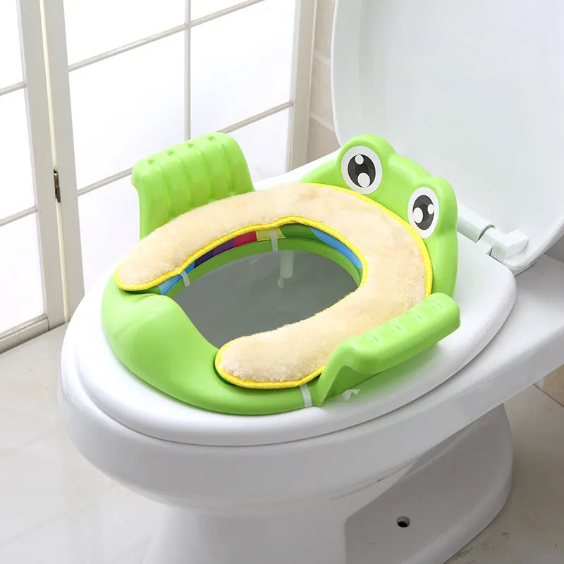 Removable Baby Toilet Training Seat Potties Seat With Armrest Girls Boy Toilet Training Potty Safety Cushion Infant Care- Green-1