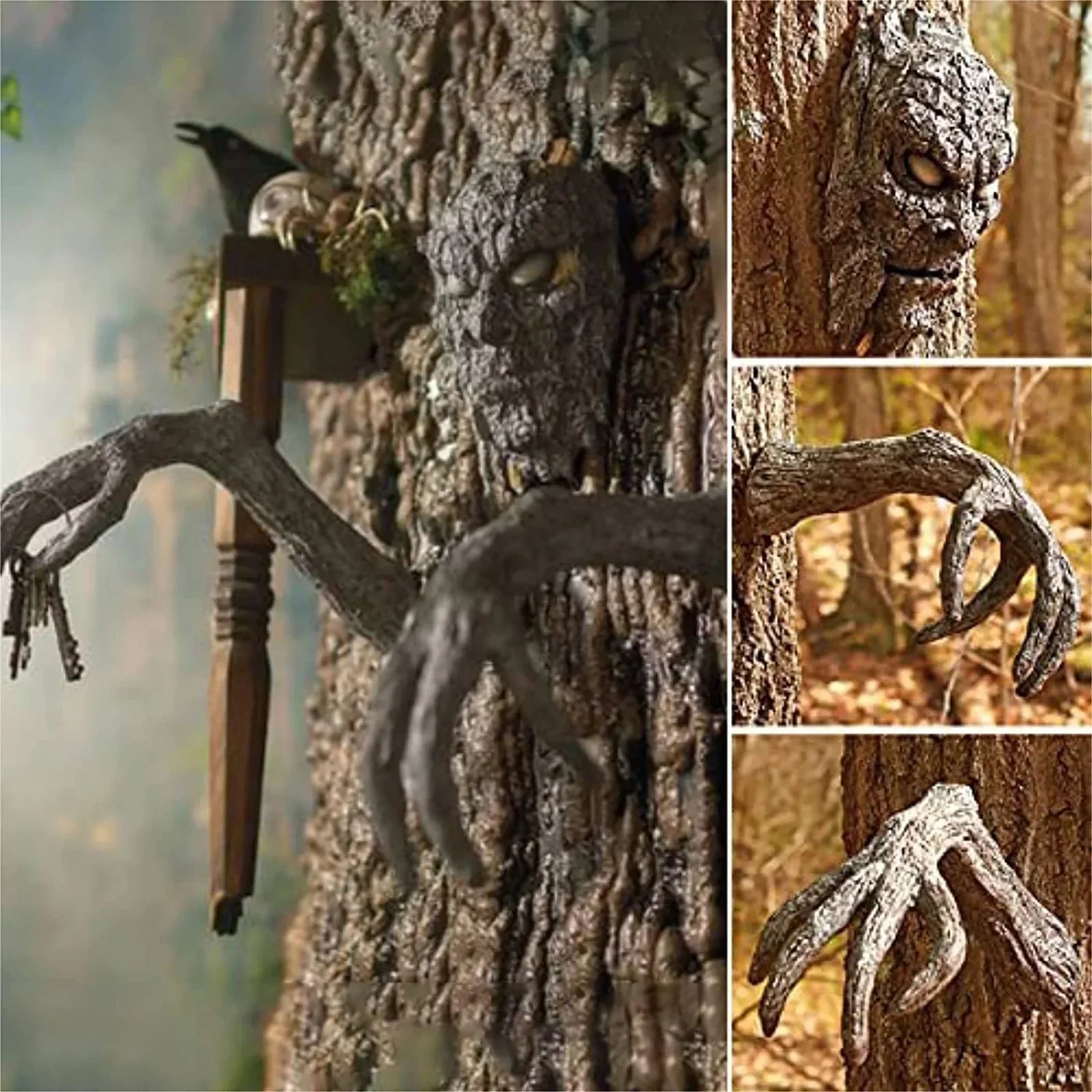 Halloween Tree Demon Face Garden Statue-3
