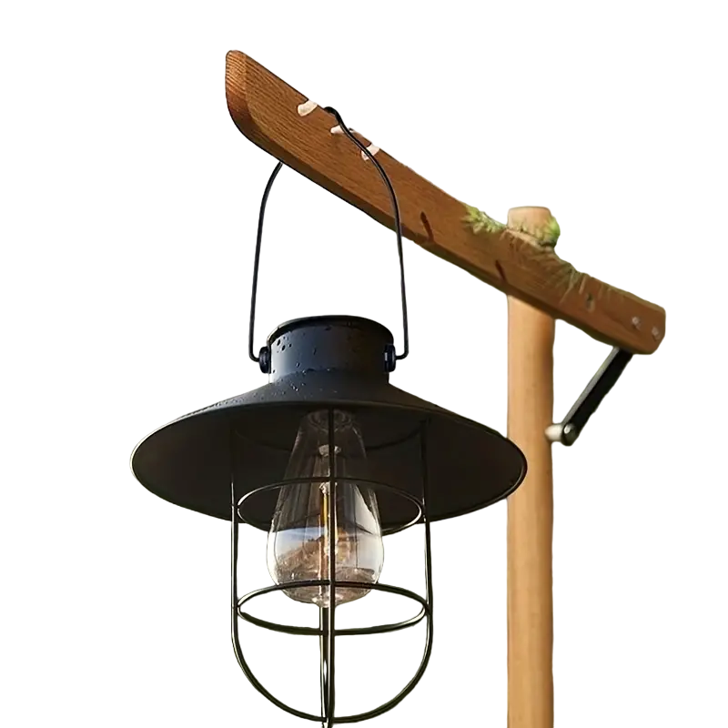 Black Vintage Solar-Powered Art Courtyard Chandelier - Outdoor Garden Decor-0