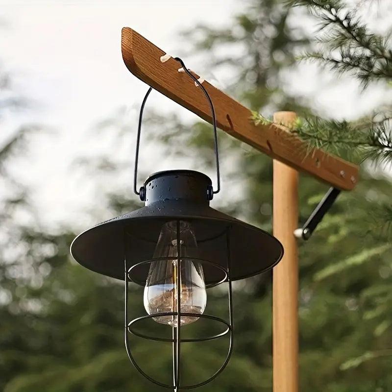 Black Vintage Solar-Powered Art Courtyard Chandelier - Outdoor Garden Decor-1