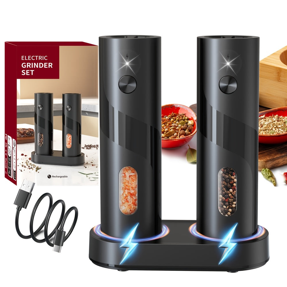Electric Salt & Pepper Grinder Set with Charging Base (2 pcs)-2