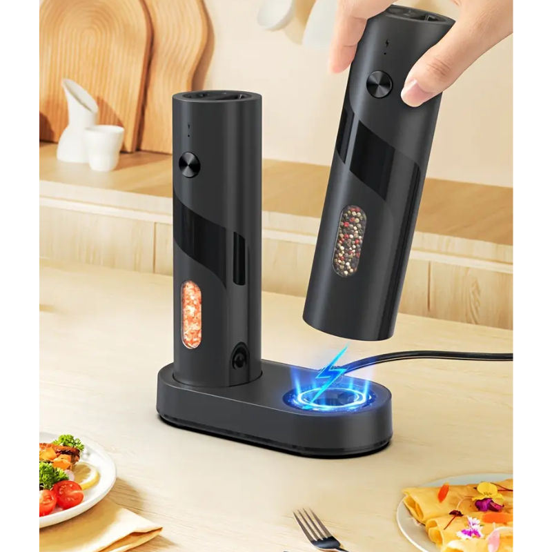 Electric Salt & Pepper Grinder Set with Charging Base (2 pcs)-3