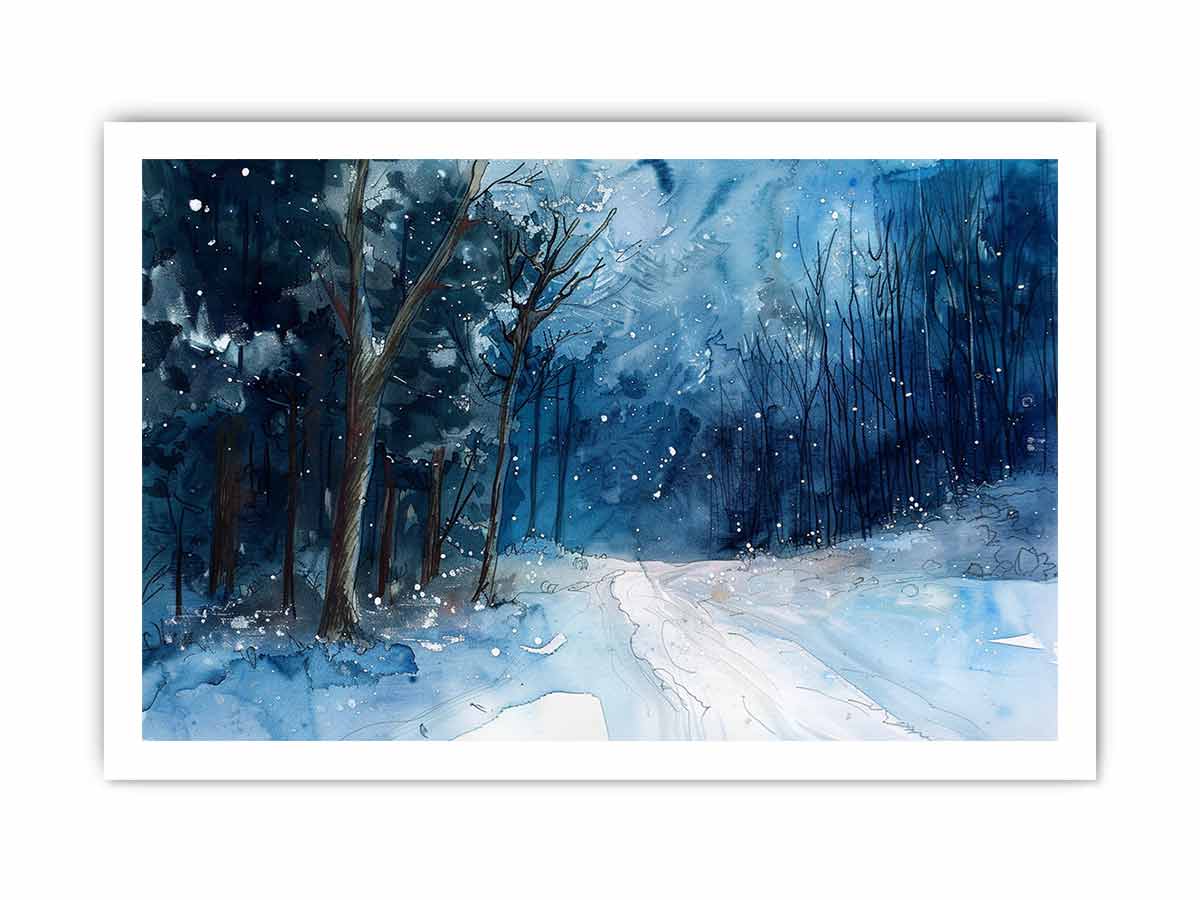 Winter  Watercolor Painitng  Canvas Art Print-8