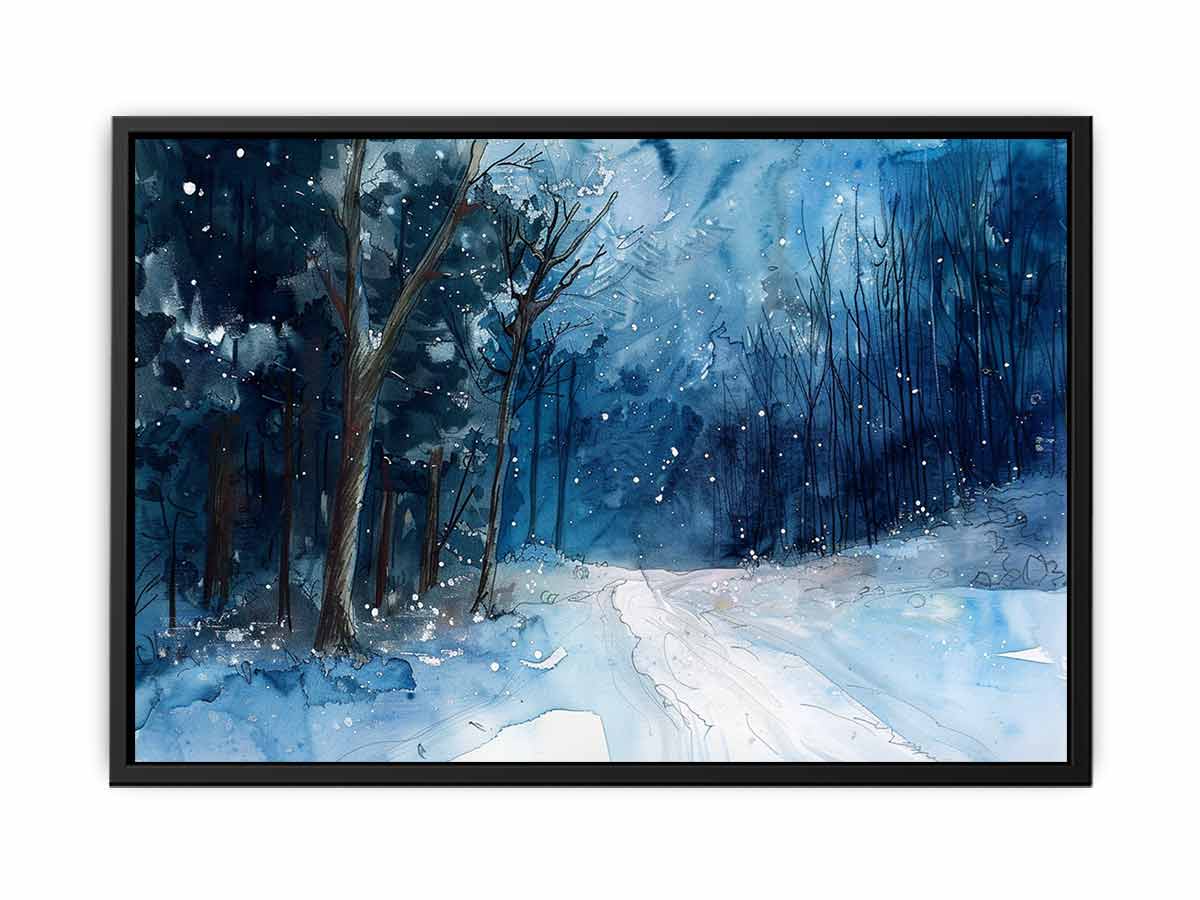 Winter  Watercolor Painitng  Canvas Art Print-4