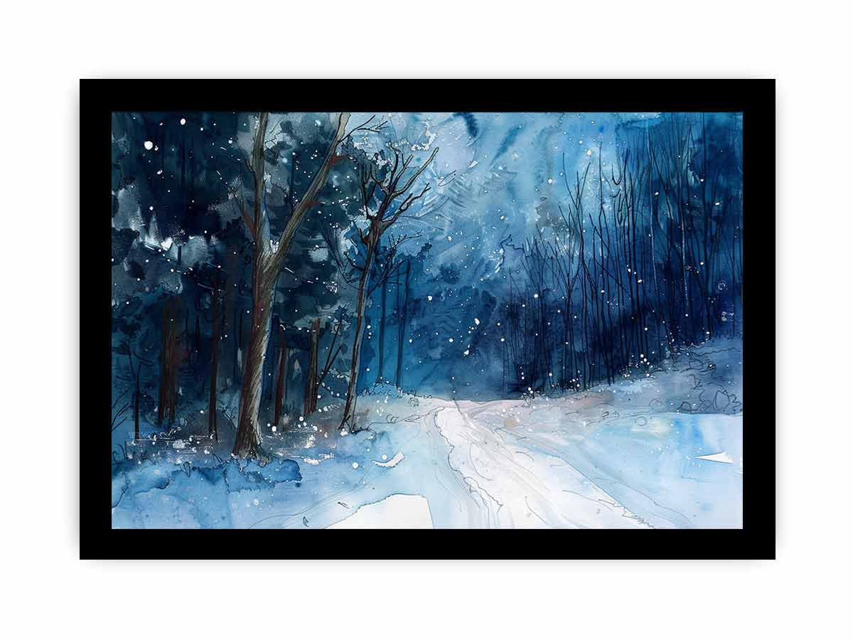 Winter  Watercolor Painitng  Canvas Art Print-7