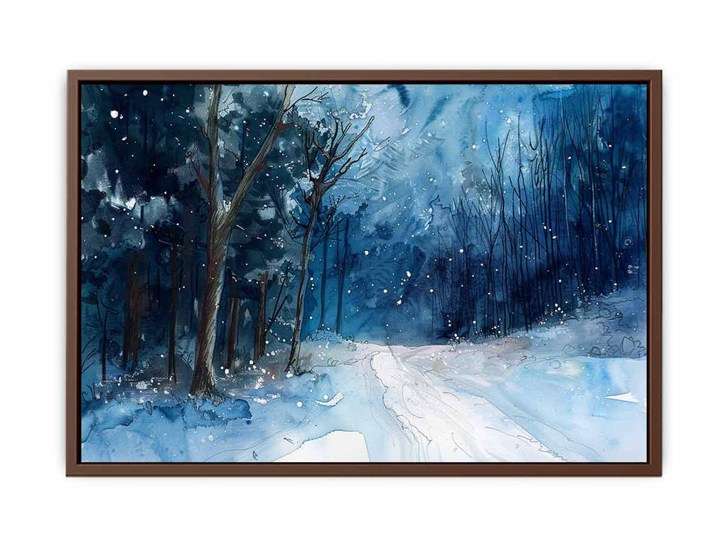 Winter  Watercolor Painitng  Canvas Art Print-6