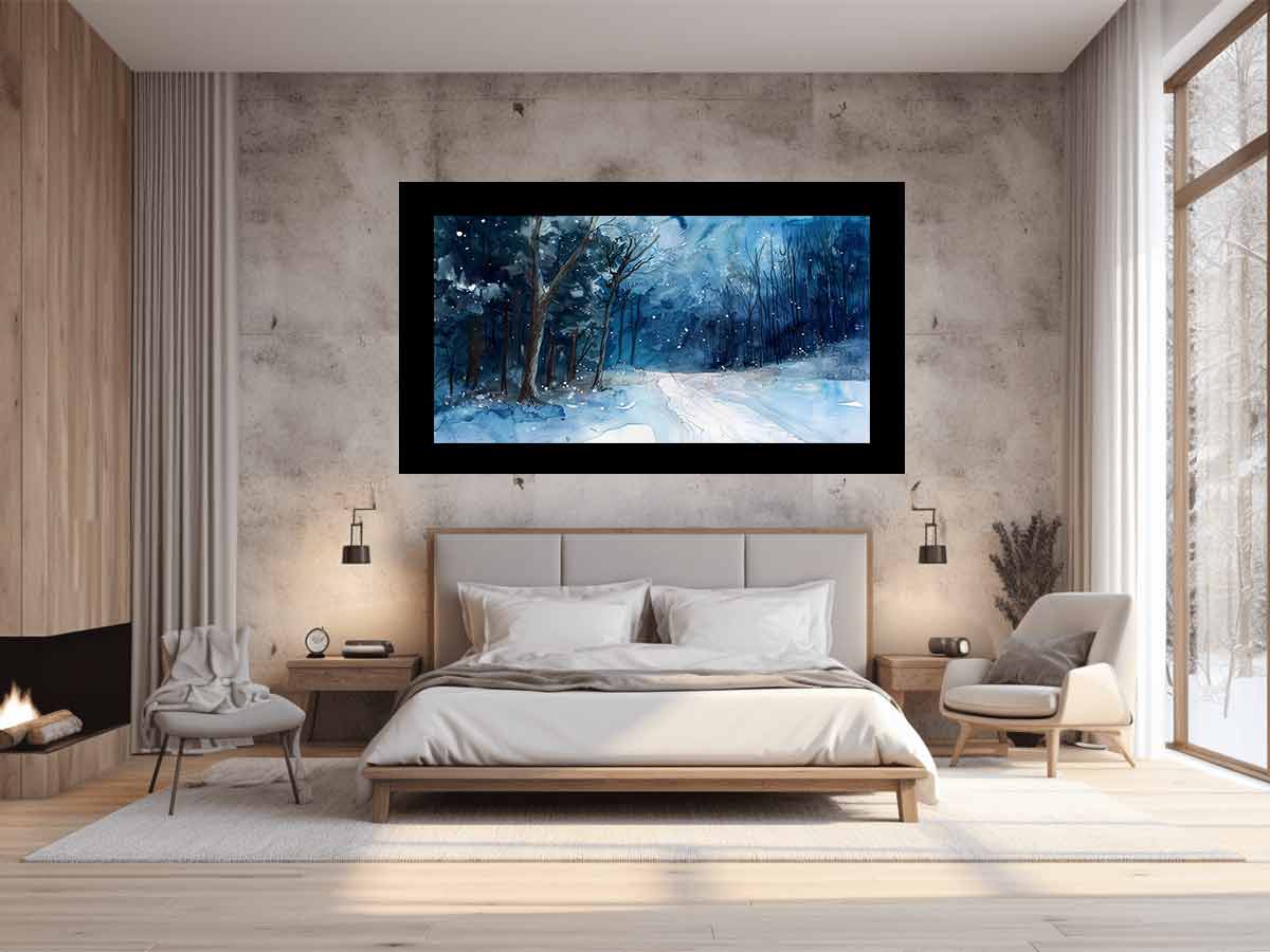 Winter  Watercolor Painitng  Canvas Art Print-1