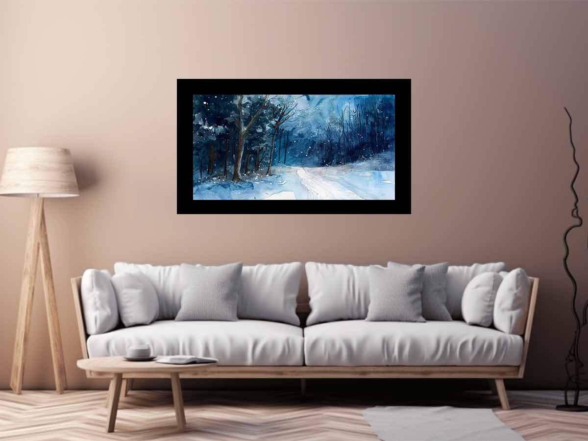 Winter  Watercolor Painitng  Canvas Art Print-2