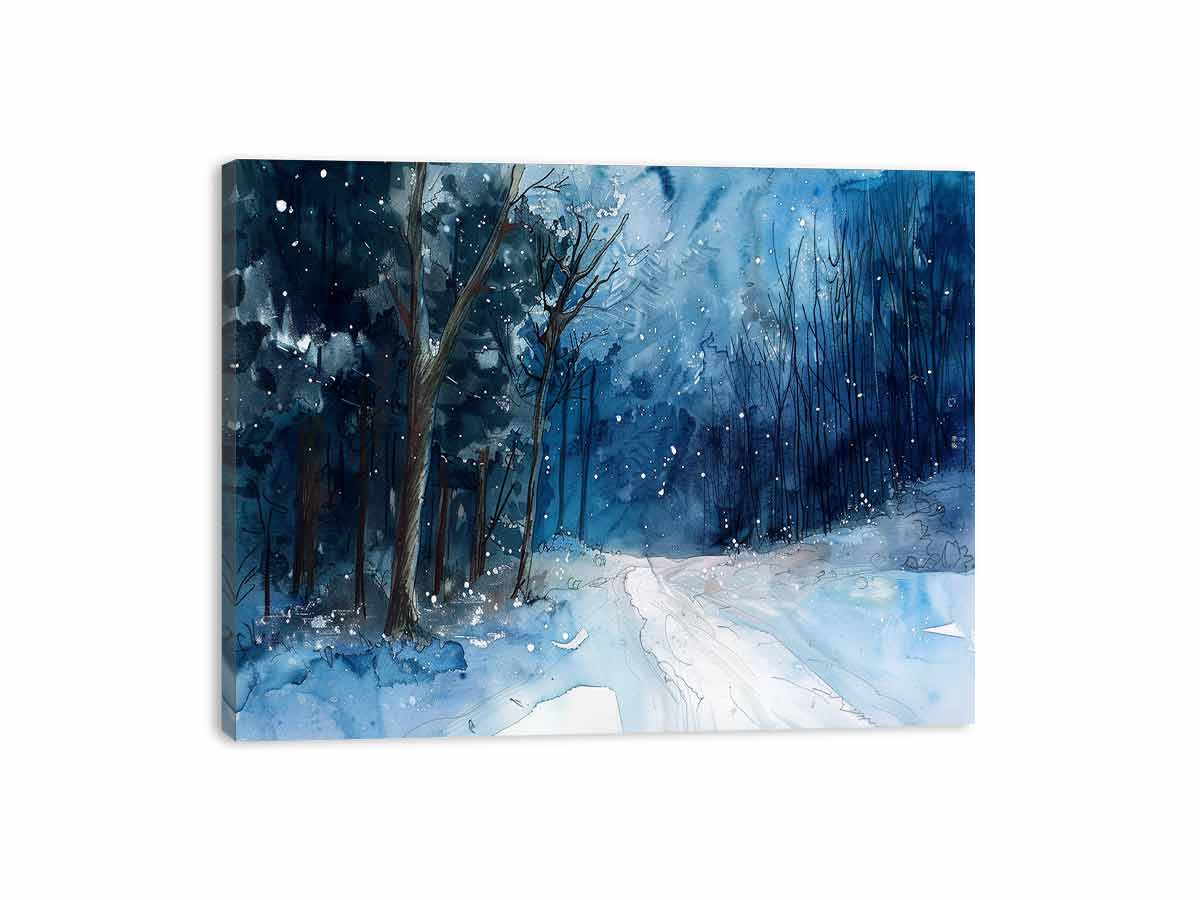 Winter  Watercolor Painitng  Canvas Art Print-3